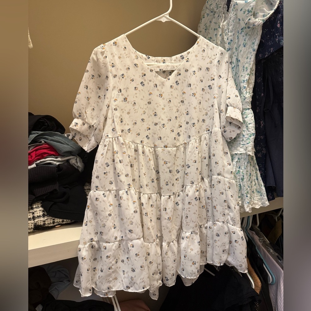 White Floral Babydoll Dress
